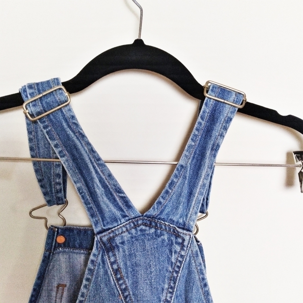 American Eagle Outfitters Short Denim Distressed Medium Wash Overalls Size Xs - Picture 7 of 10